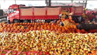 春节临近 水果市场备货忙