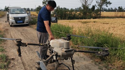 河南宝丰县商酒务镇：无人机高效“飞防” 织就农田“丰收网”