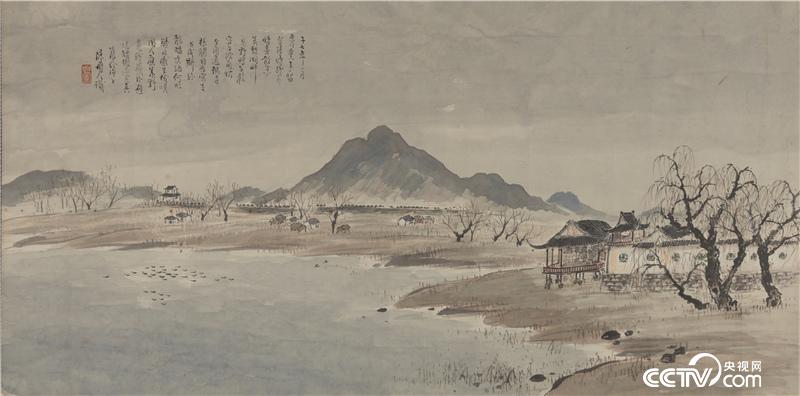 莫愁湖冬暮   陈树人 1928年 42.5×84.7cm  纸本设色  